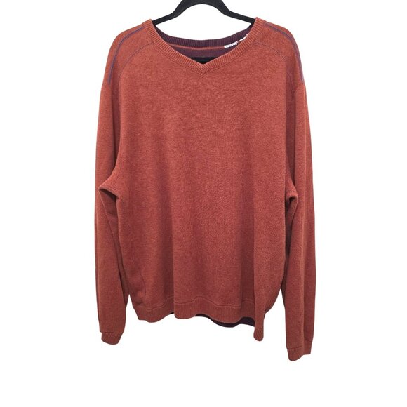 Tommy Bahama Mens Knit Sweater Rust & Burgundy Cotton Blend Size L - Picture 1 of 6
